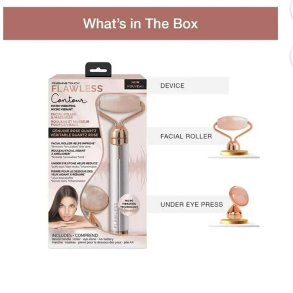 FINISHING TOUCH FLAWLESS CONTOUR ROSE QUARTZ| VIBRATING FACIAL ROLLER & MASSAGER - Picture 4 of 7